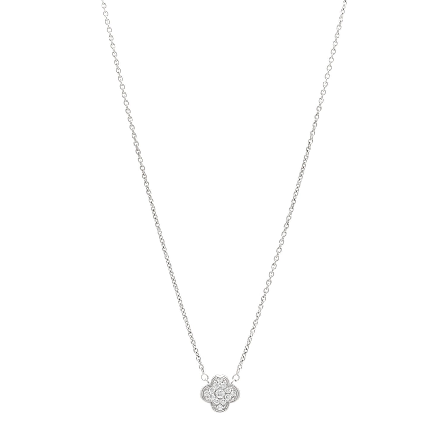18K White Gold Diamond Pure Alhambra Pendant Necklace