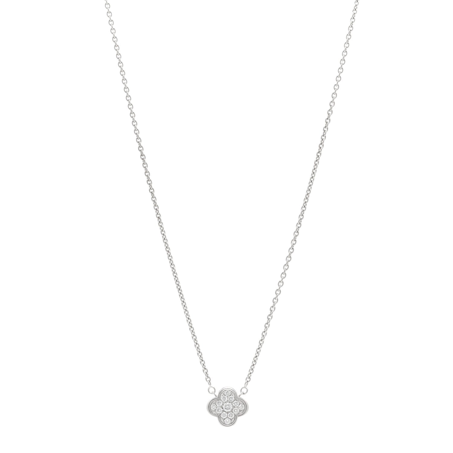 Van Cleef & Arpels 18K White Gold Diamond Pure Alhambra Pendant Necklace 1 of 6