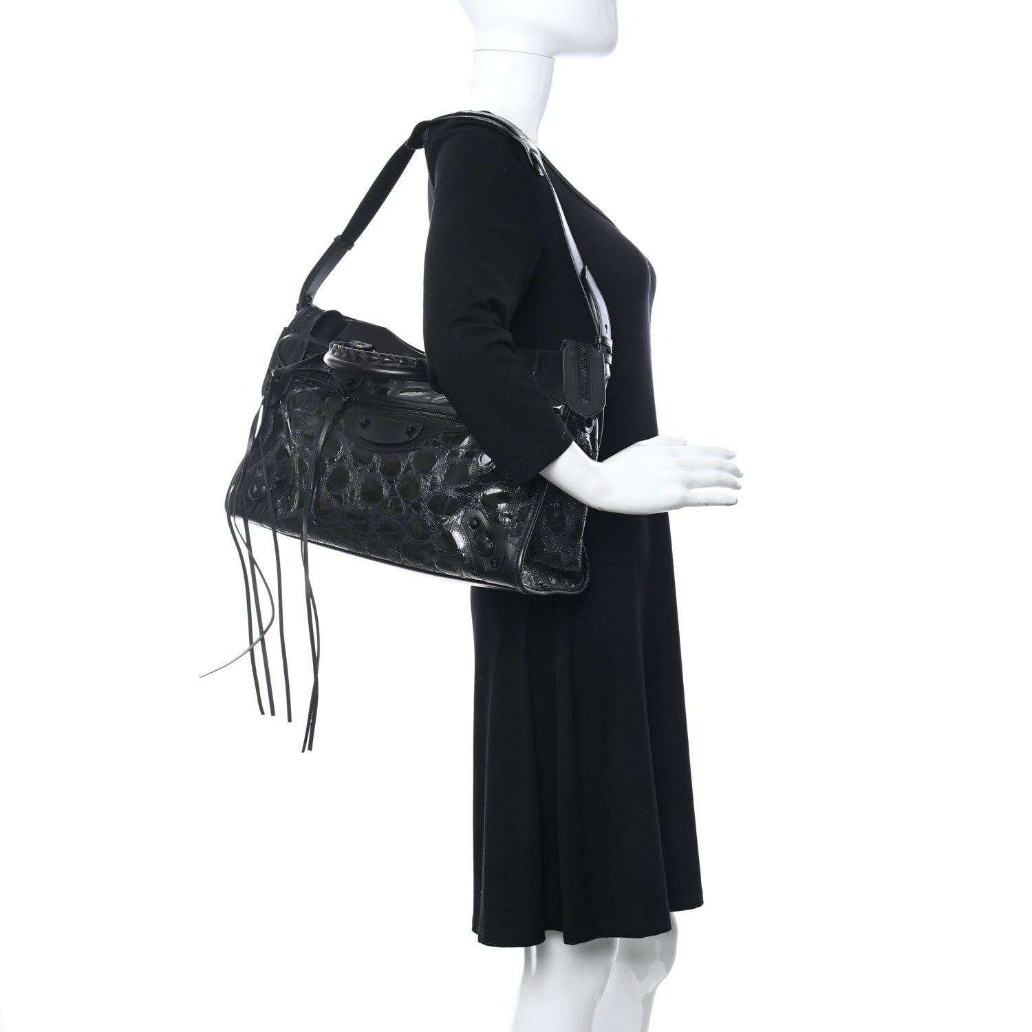 Balenciaga Patent Embossed Classic Hardware City Black 2 of 13