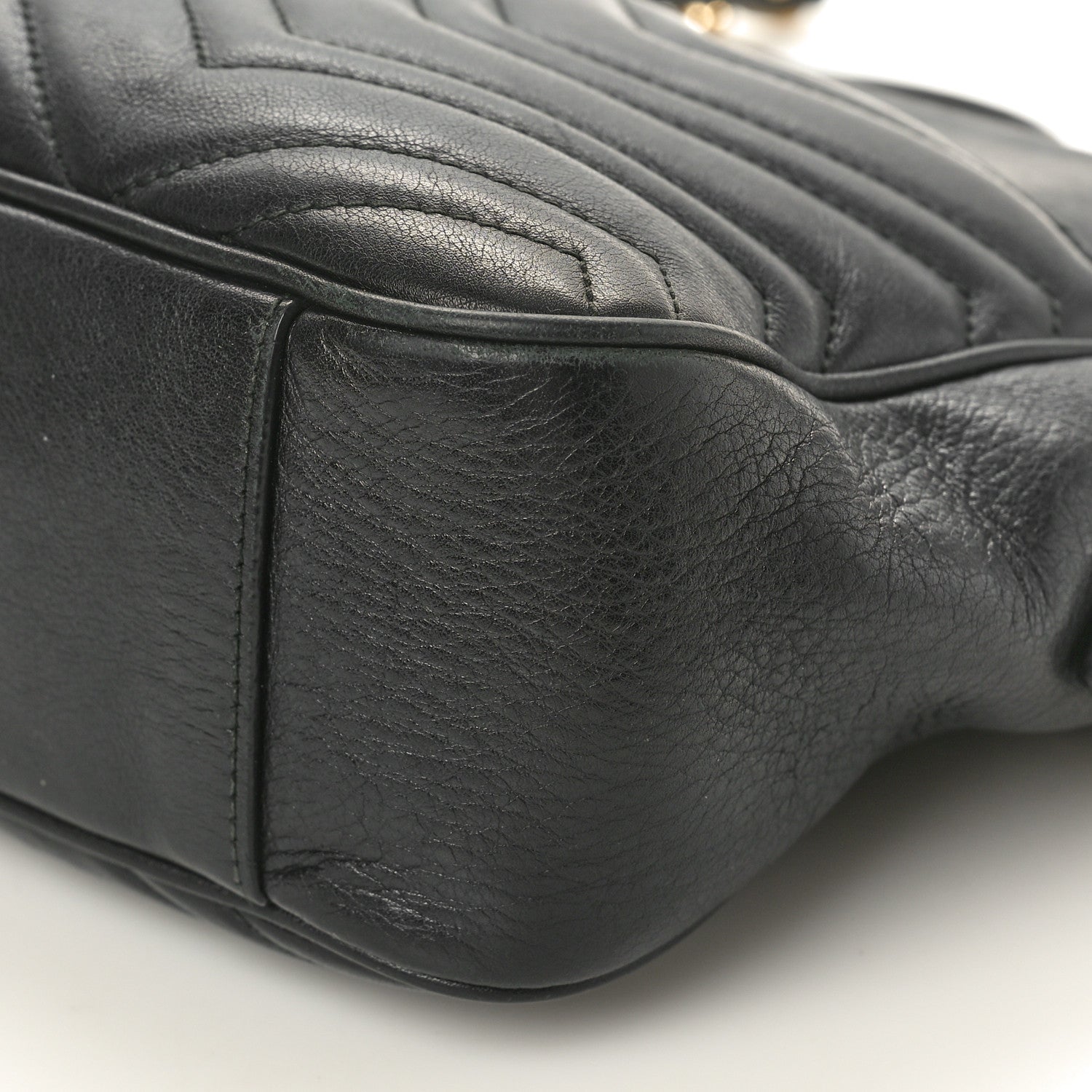 Gucci Calfskin Matelasse Medium GG Marmont Chain Shoulder Bag Black 9 of 14