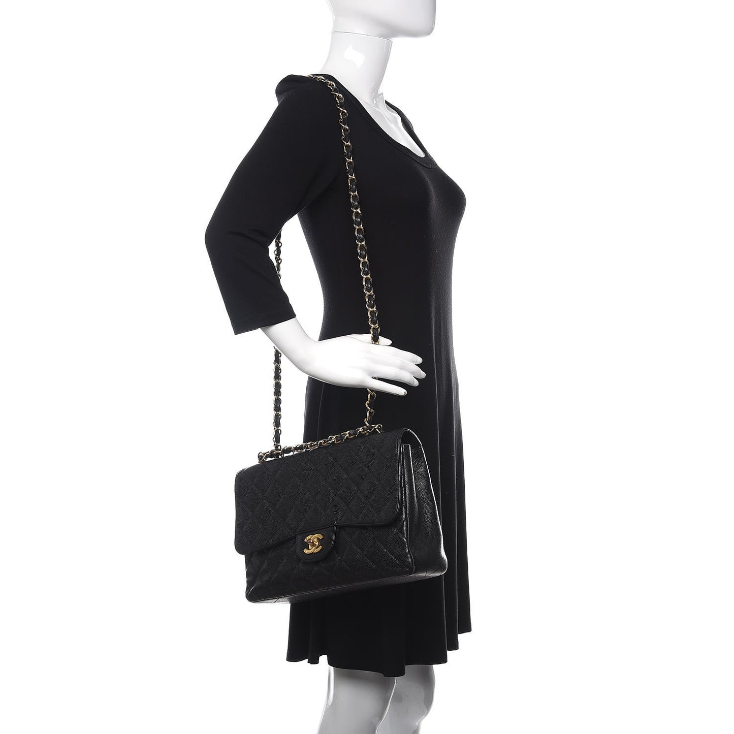 Caviar Quilted Jumbo Single Flap Black
