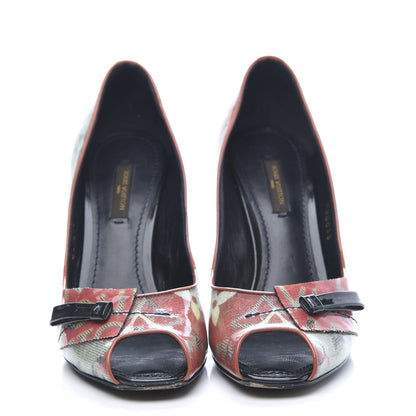 Louis Vuitton Monogram Pulp Karung Defile Peep Toe Pumps 37 2 of 11