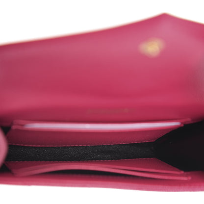 Saint Laurent Grain De Poudre Matelasse Chevron Small Monogram Envelope Wallet Bubblegum 5 of 7