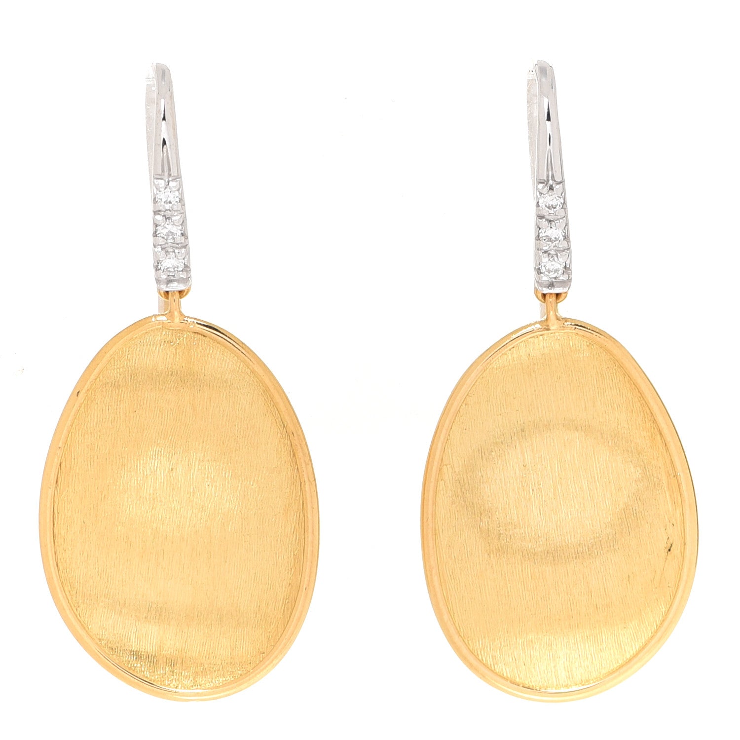 Marco Bicego 18K Yellow White Gold Diamond Small Lunaria Drop Earrings 1 of 4