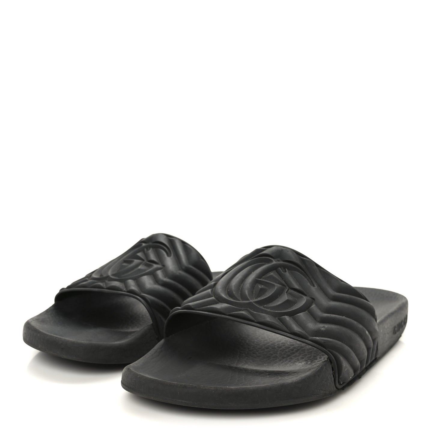 Rubber Matelasse Interlocking G Mens Slide Sandals 9 Black