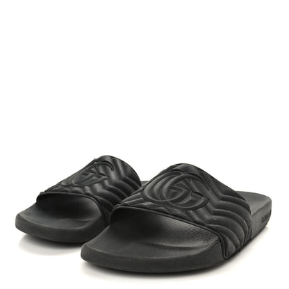 Gucci Rubber Matelasse Interlocking G Mens Slide Sandals 9 Black 4 of 9