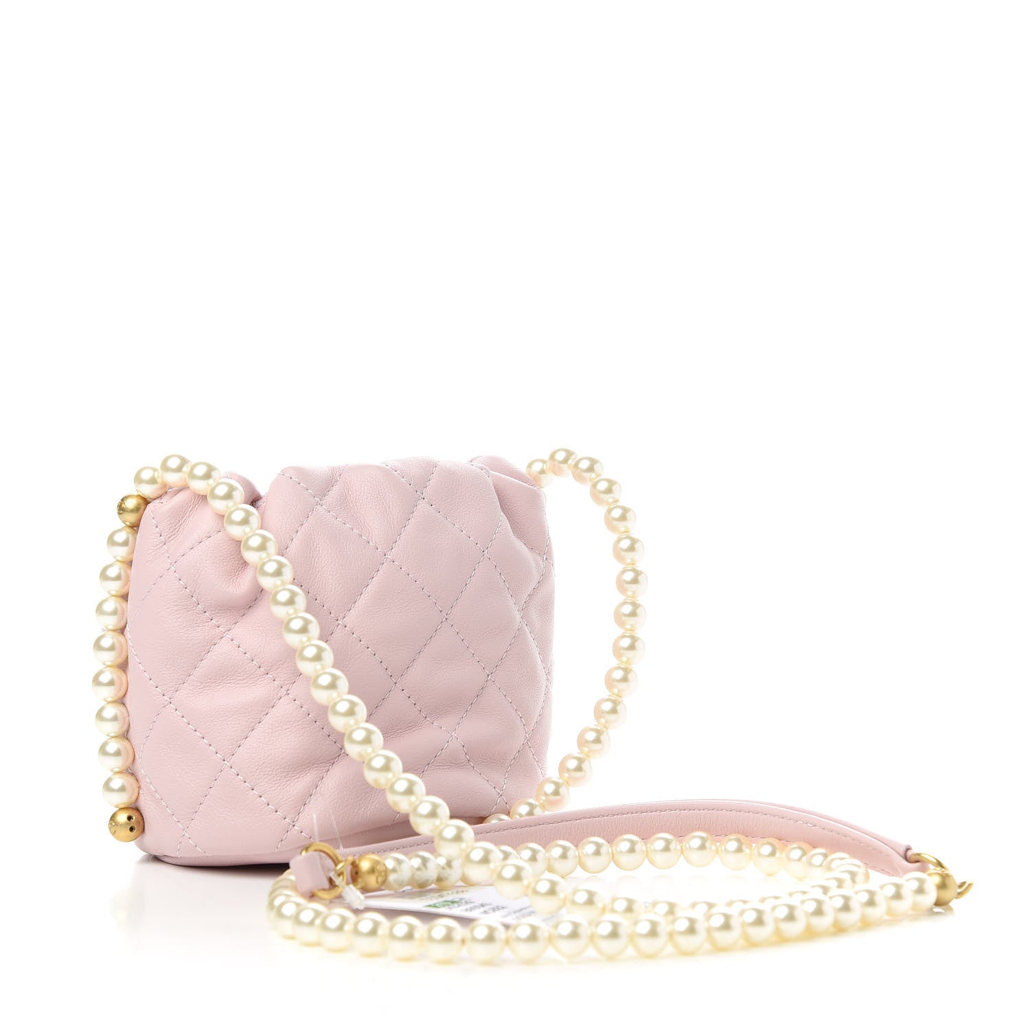 Chanel Calfskin Quilted Pearl Mini About Pearls Drawstring Bucket Light Pink 3 of 11