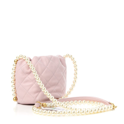 Chanel Calfskin Quilted Pearl Mini About Pearls Drawstring Bucket Light Pink 3 of 11