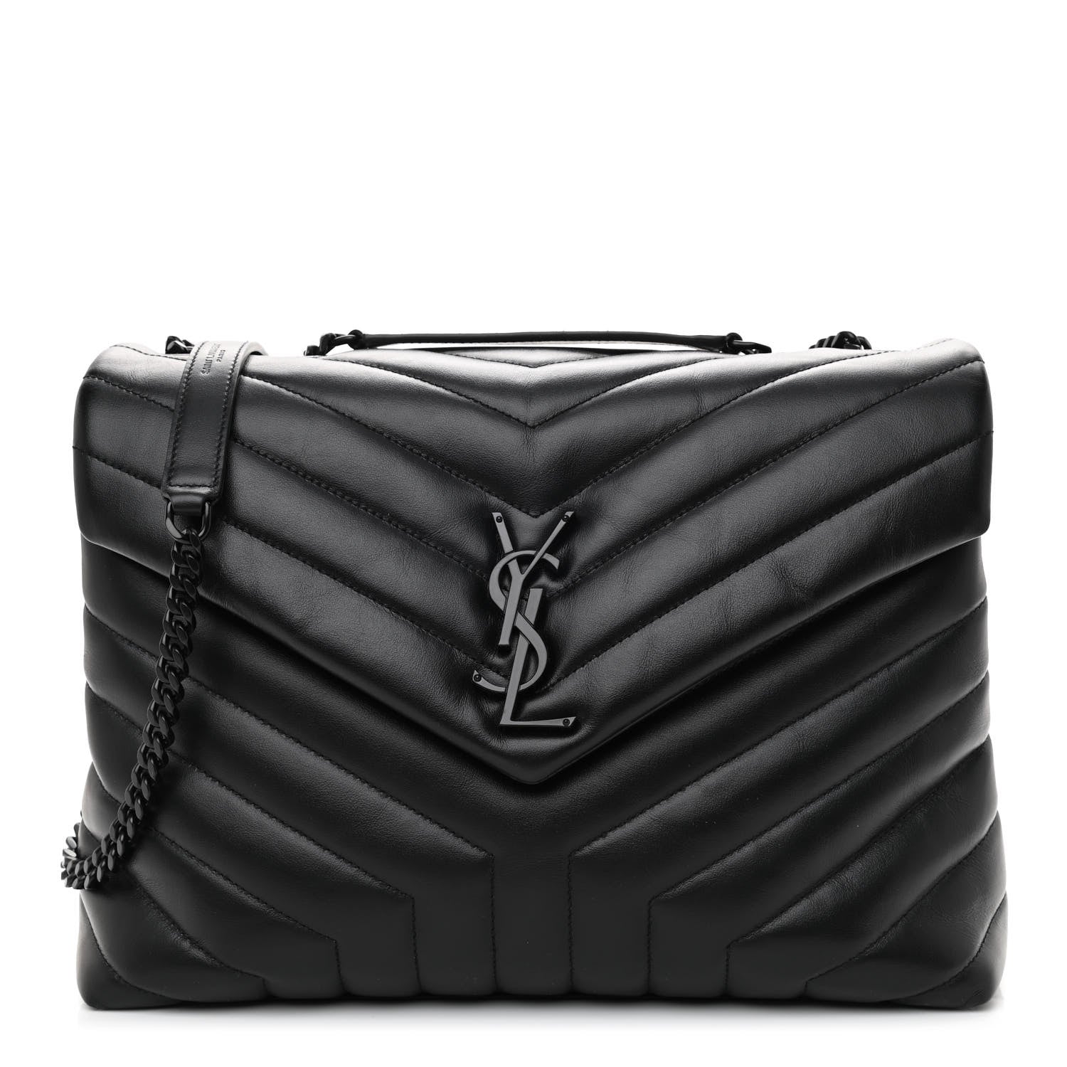 Saint Laurent Calfskin Y Quilted Monogram Monochrome Medium Loulou Chain Satchel Black 1 of 8
