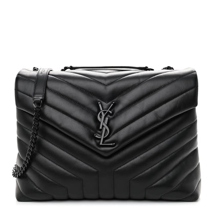 Saint Laurent Calfskin Y Quilted Monogram Monochrome Medium Loulou Chain Satchel Black 1 of 8