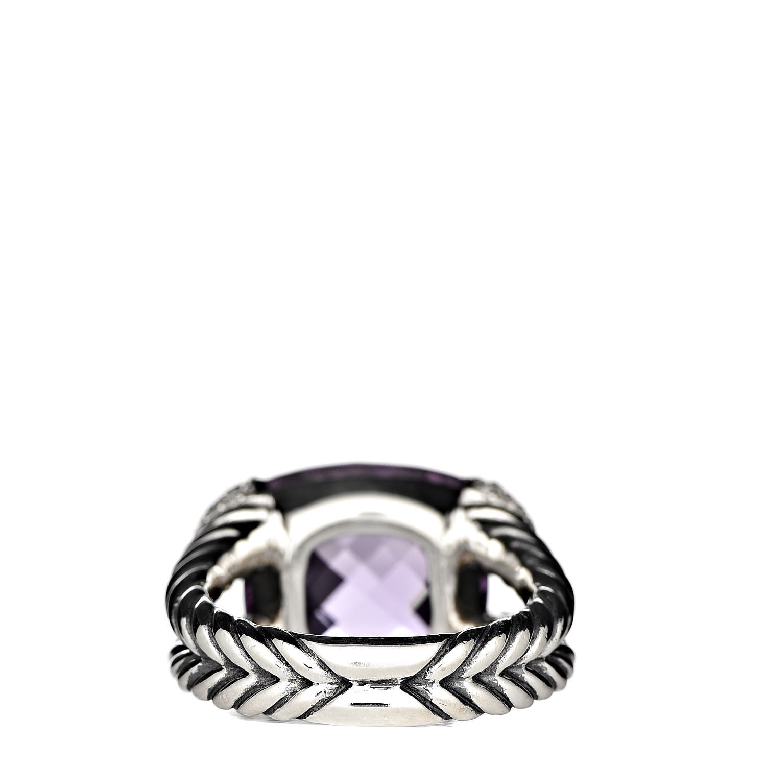 David Yurman Sterling Silver Diamond Amethyst Willow Ring 54 6.75 4 of 5