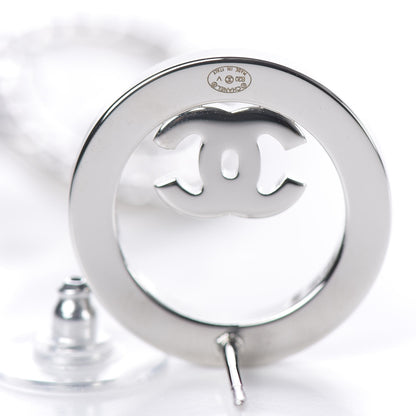 Chanel Crystal CC Round Earrings Silver 4 of 4