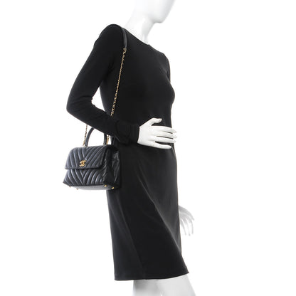 Chanel Caviar Chevron Quilted Mini Coco Handle Flap Black 2 of 8