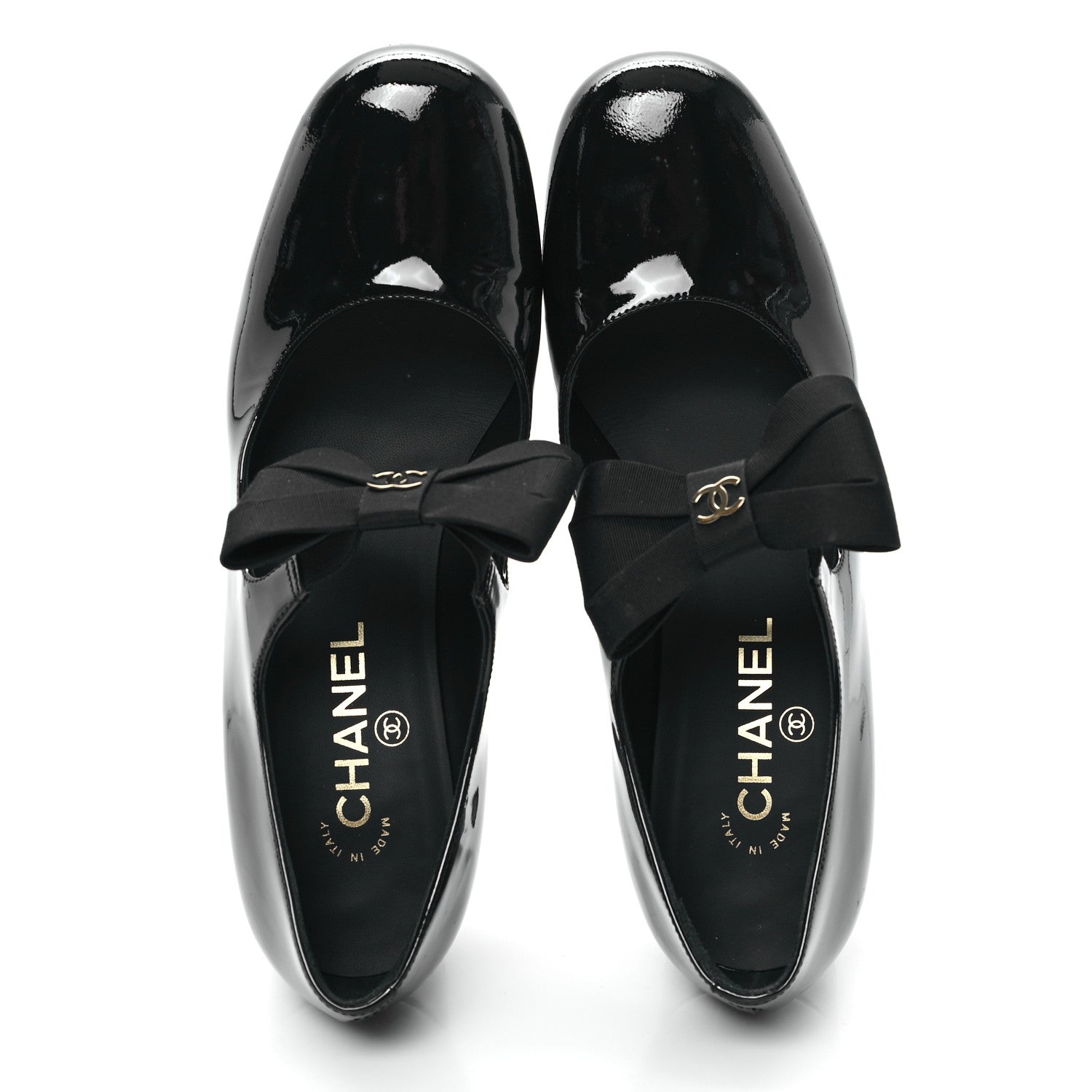 Chanel Patent Calfskin Grosgrain CC Mary Jane Pumps 39 Black 2 of 9