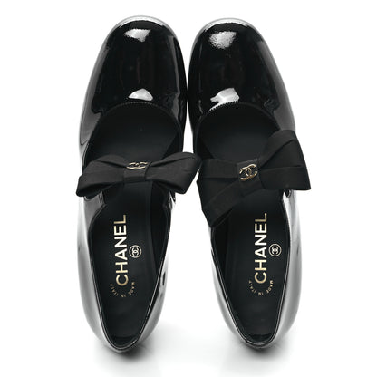 Chanel Patent Calfskin Grosgrain CC Mary Jane Pumps 39 Black 2 of 9