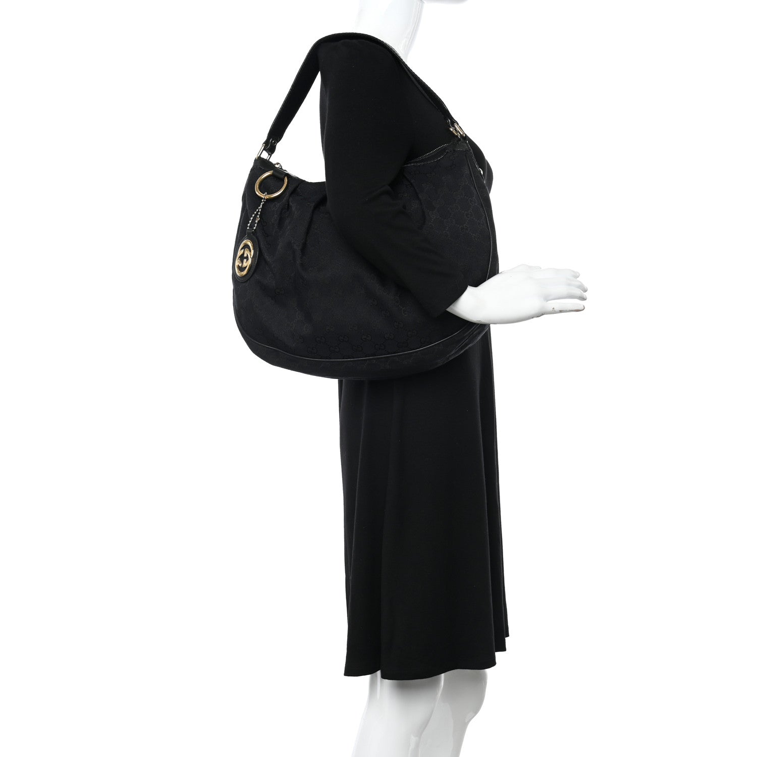 Gucci Monogram Medium Sukey Hobo Black 2 of 16