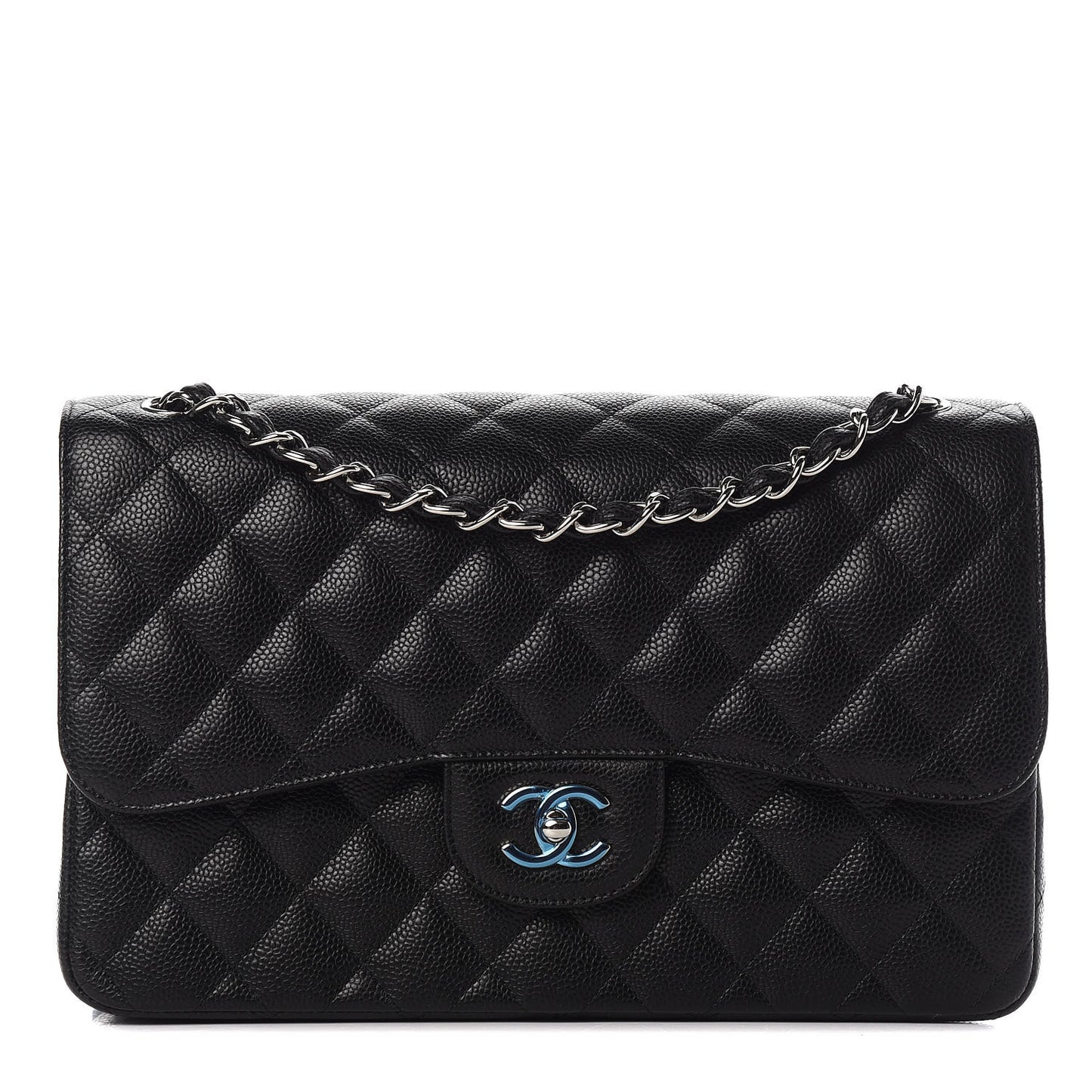 Caviar Quilted Jumbo Double Flap Black