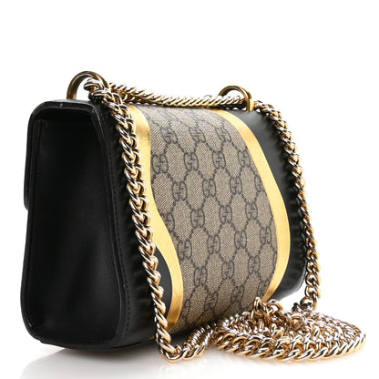 Gucci Calfskin GG Supreme Monogram Small Padlock Shoulder Bag Black Gold 3 of 11