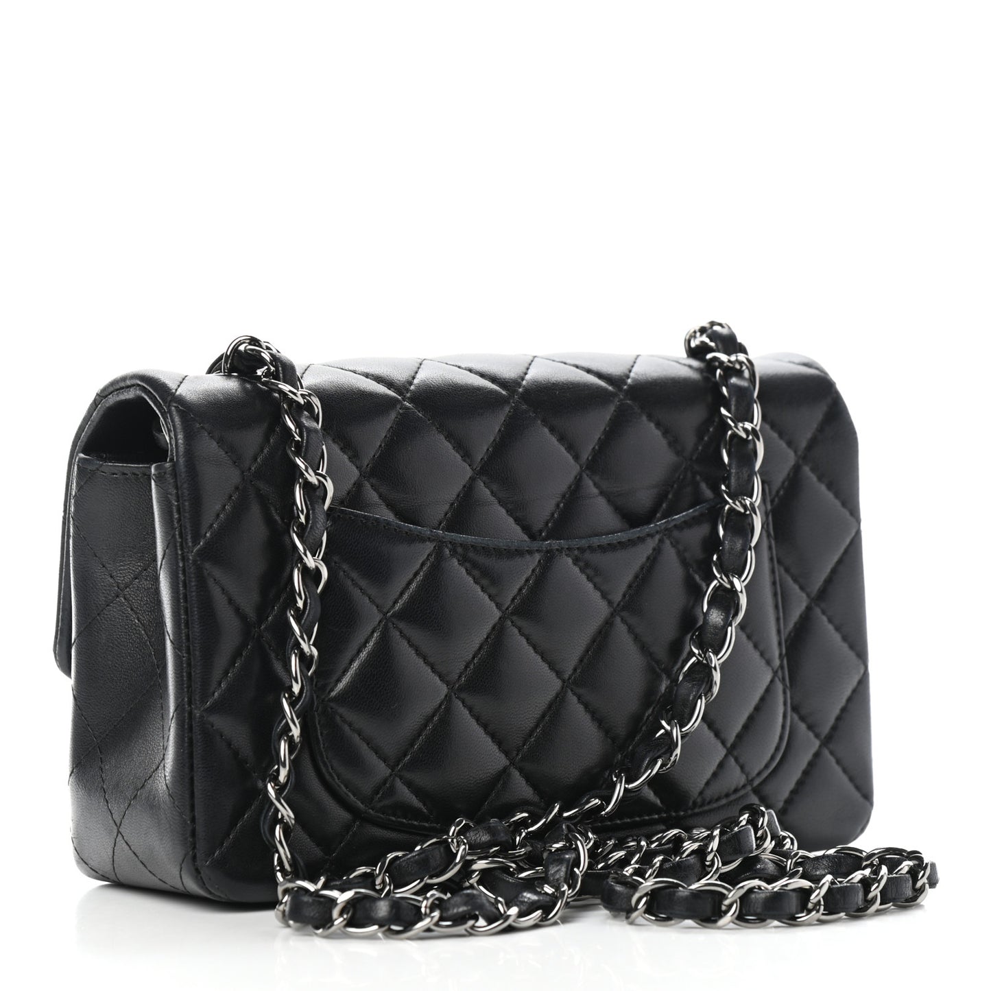 Lambskin Quilted Mini Rectangular Flap Black