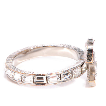 Chanel Crystal CC Logo Ring Silver 6 3 of 7