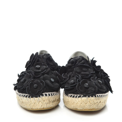 Chanel Suede Camellia CC Espadrilles 39 Black 2 of 12