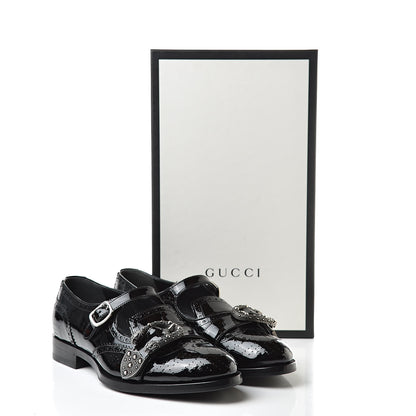 Gucci Vernice Crystal Bee Embroidered Mens Queercore Brogue Monk Strap Loafers 9 Black 10 of 10