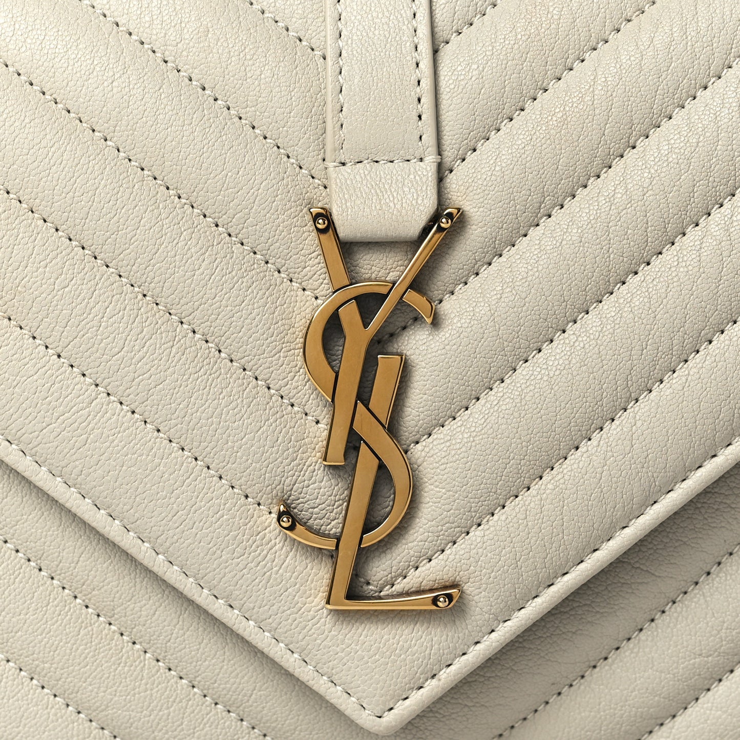 Sheepskin Matelasse Chevron Monogram Medium College Bag Dove White