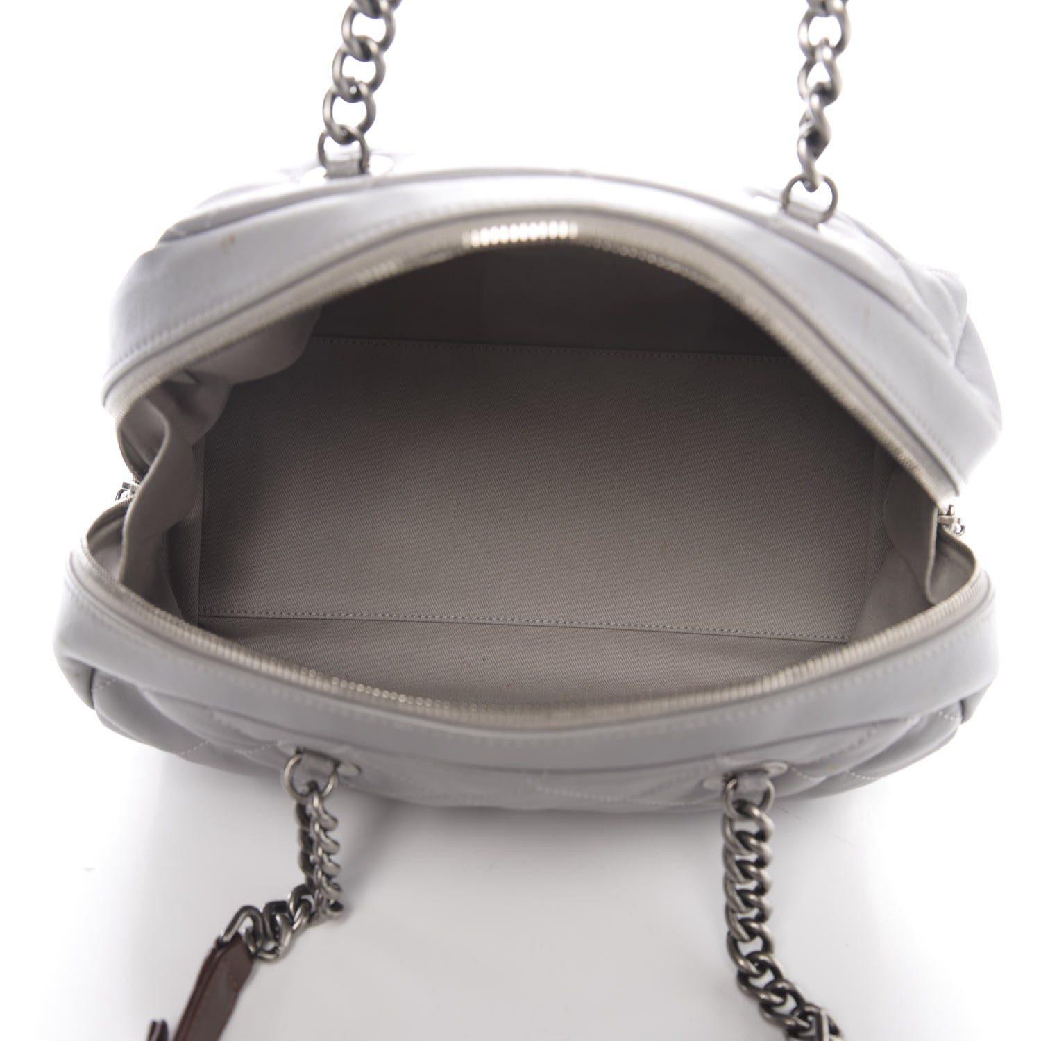 Chanel Calfskin Quilted Country Chic Bowler Grey 4 of 13