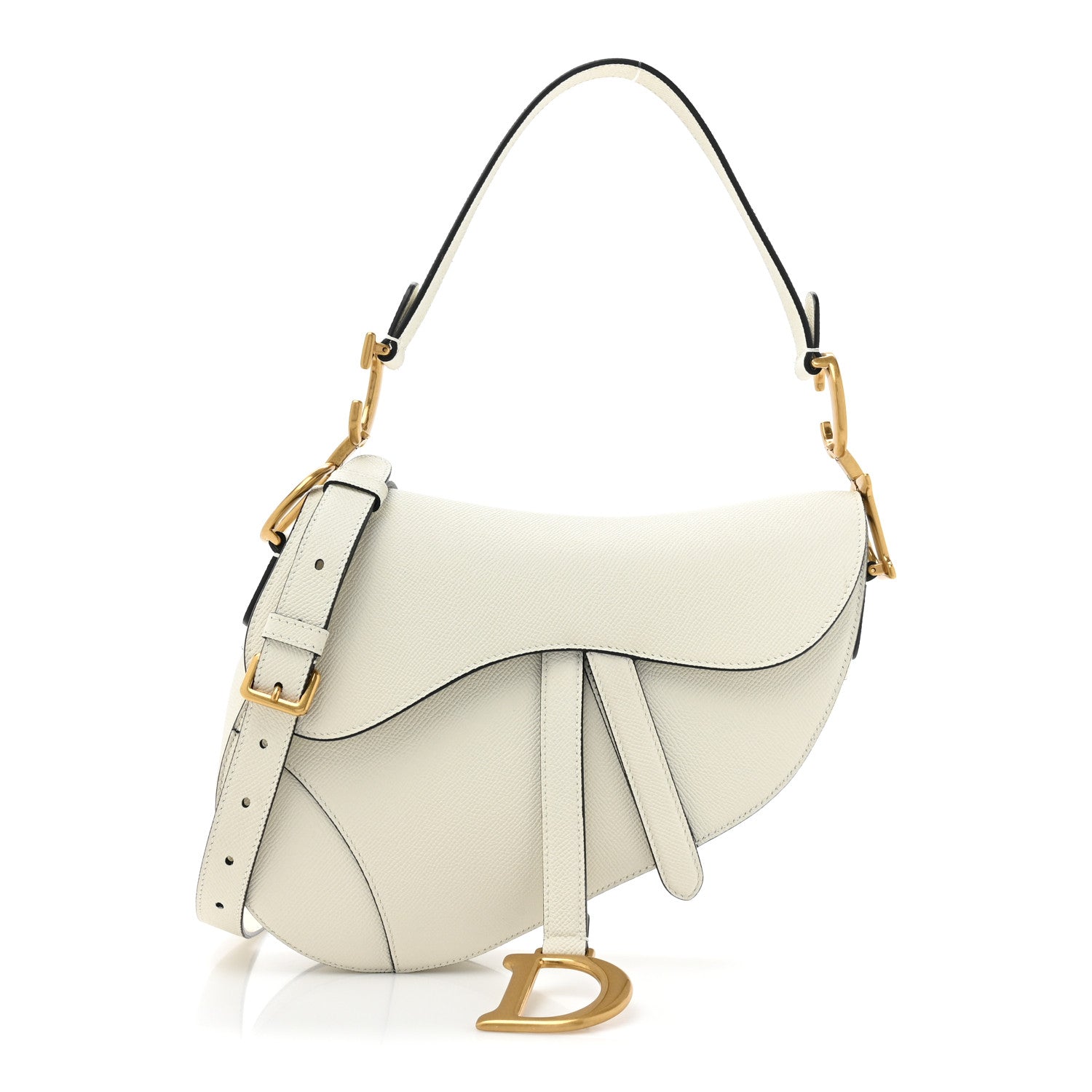 Christian Dior Grained Calfskin Saddle Bag With Strap Latte 1 of 13