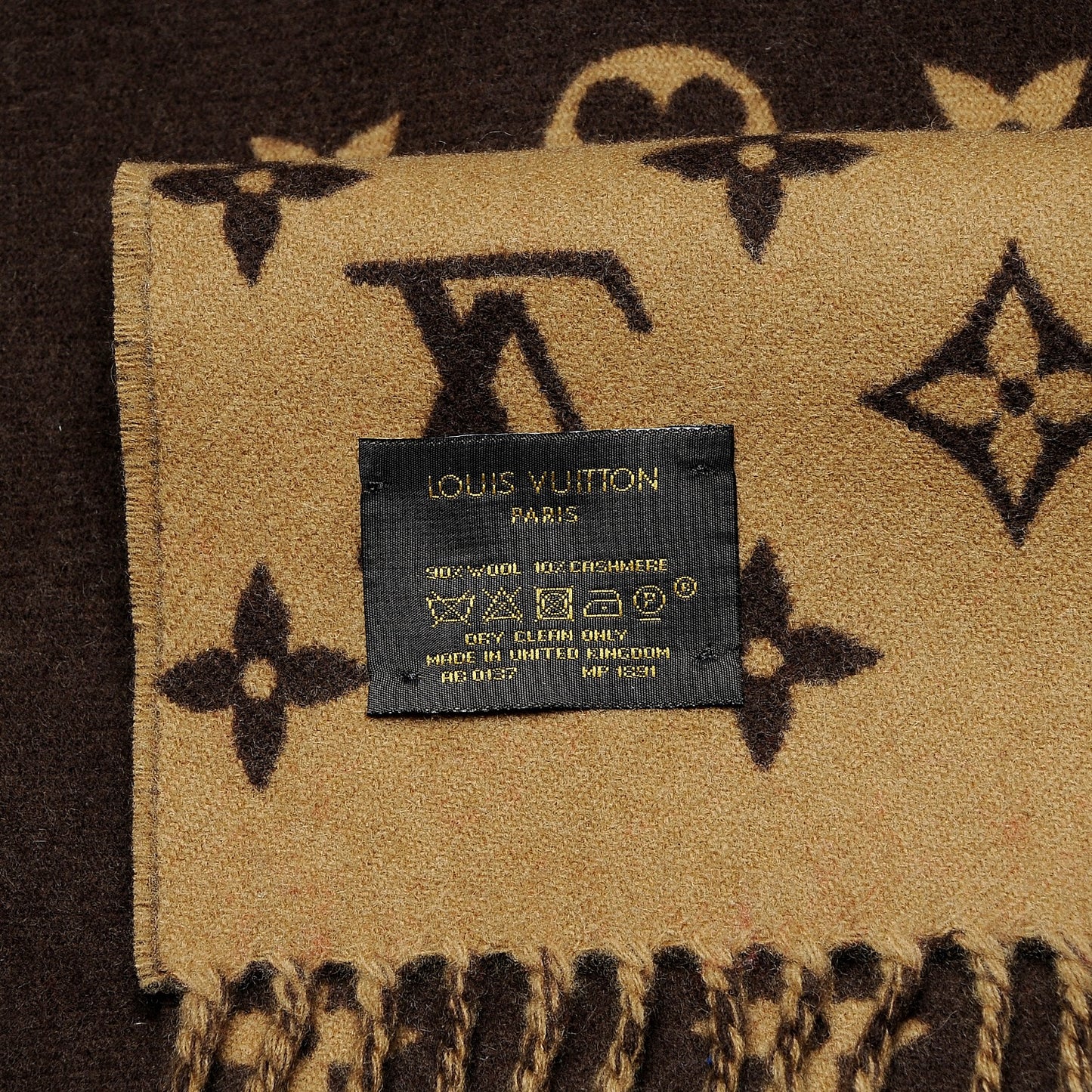 X SUPREME Wool Cashmere Monogram Scarf Brown