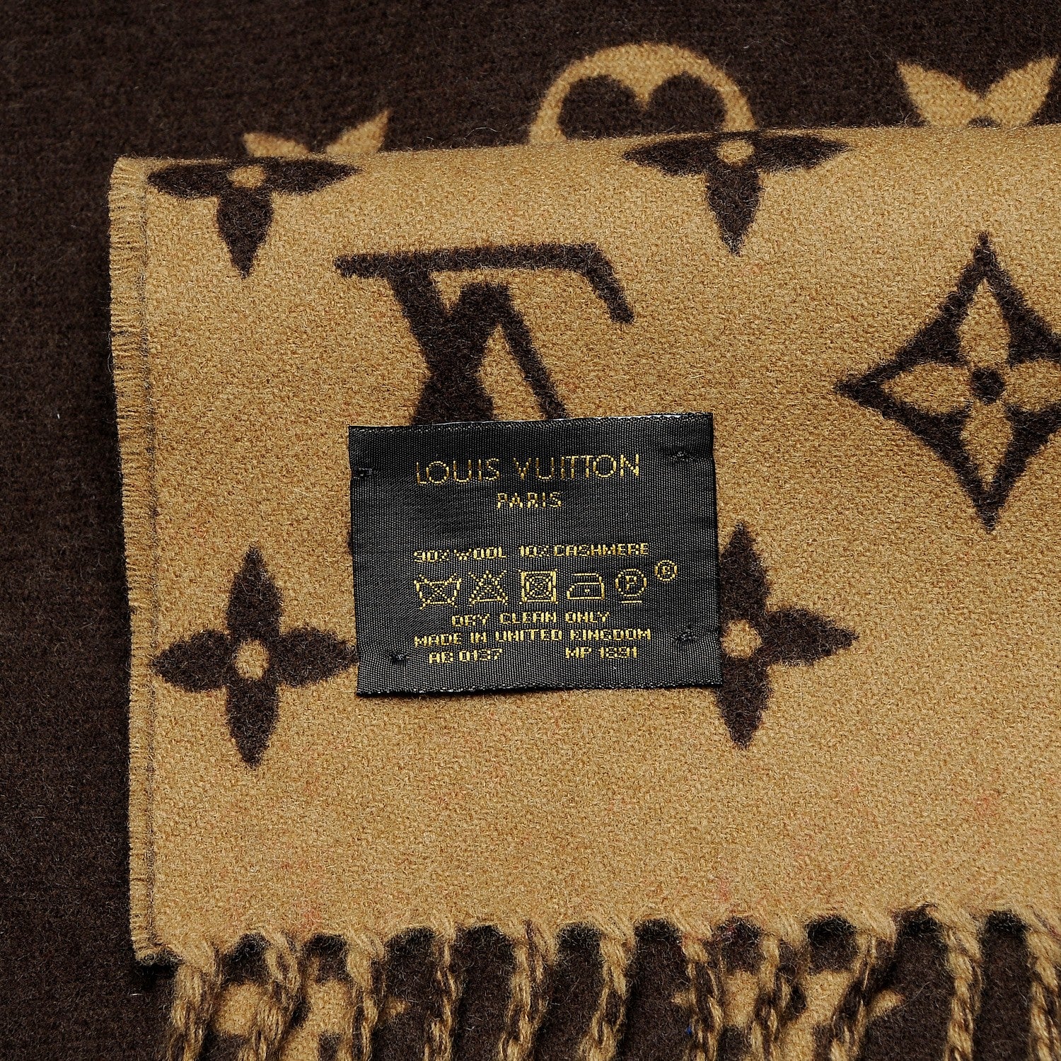 Louis Vuitton X SUPREME Wool Cashmere Monogram Scarf Brown 4 of 4