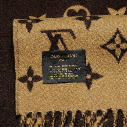 Louis Vuitton X SUPREME Wool Cashmere Monogram Scarf Brown 4 of 4