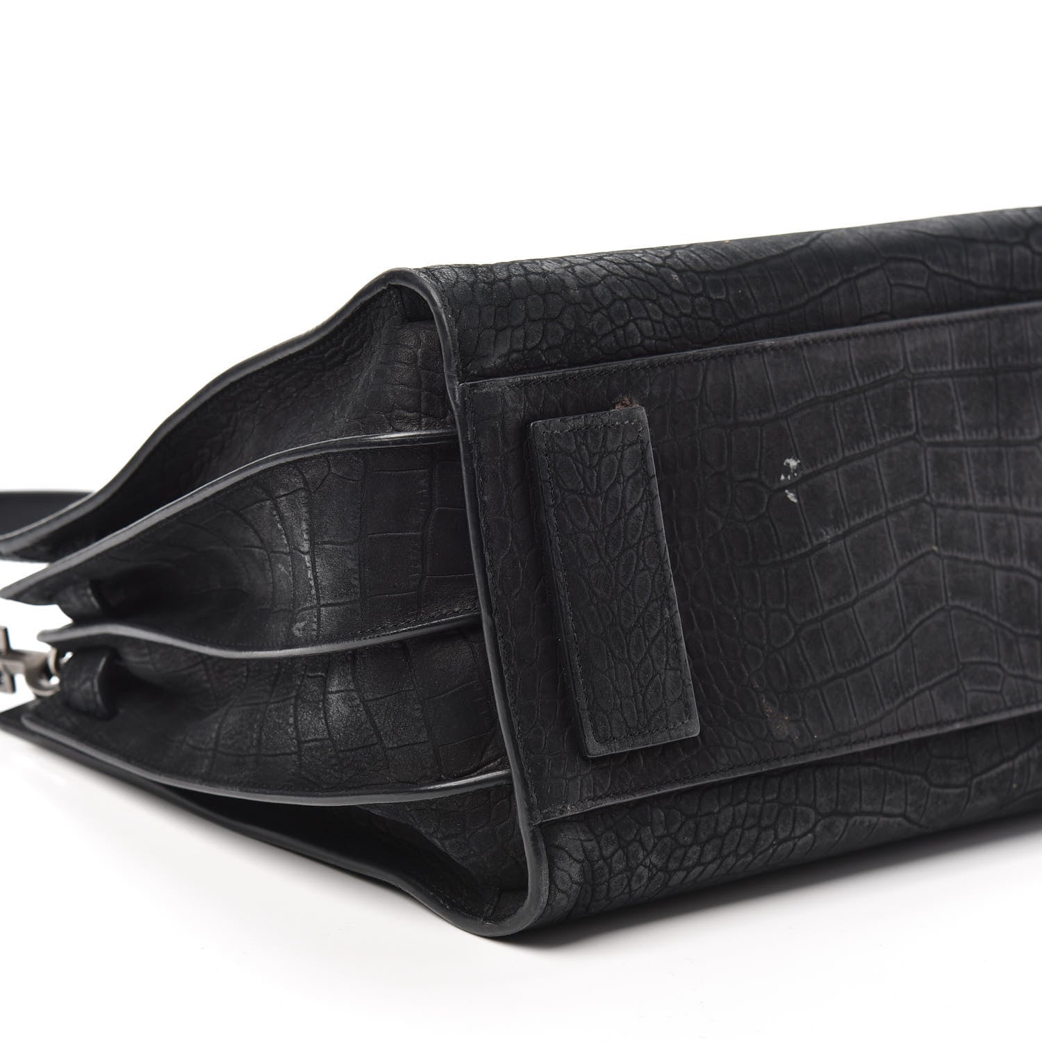 Saint Laurent Crocodile Embossed Suede Small Supple Sac De Jour Black 8 of 11