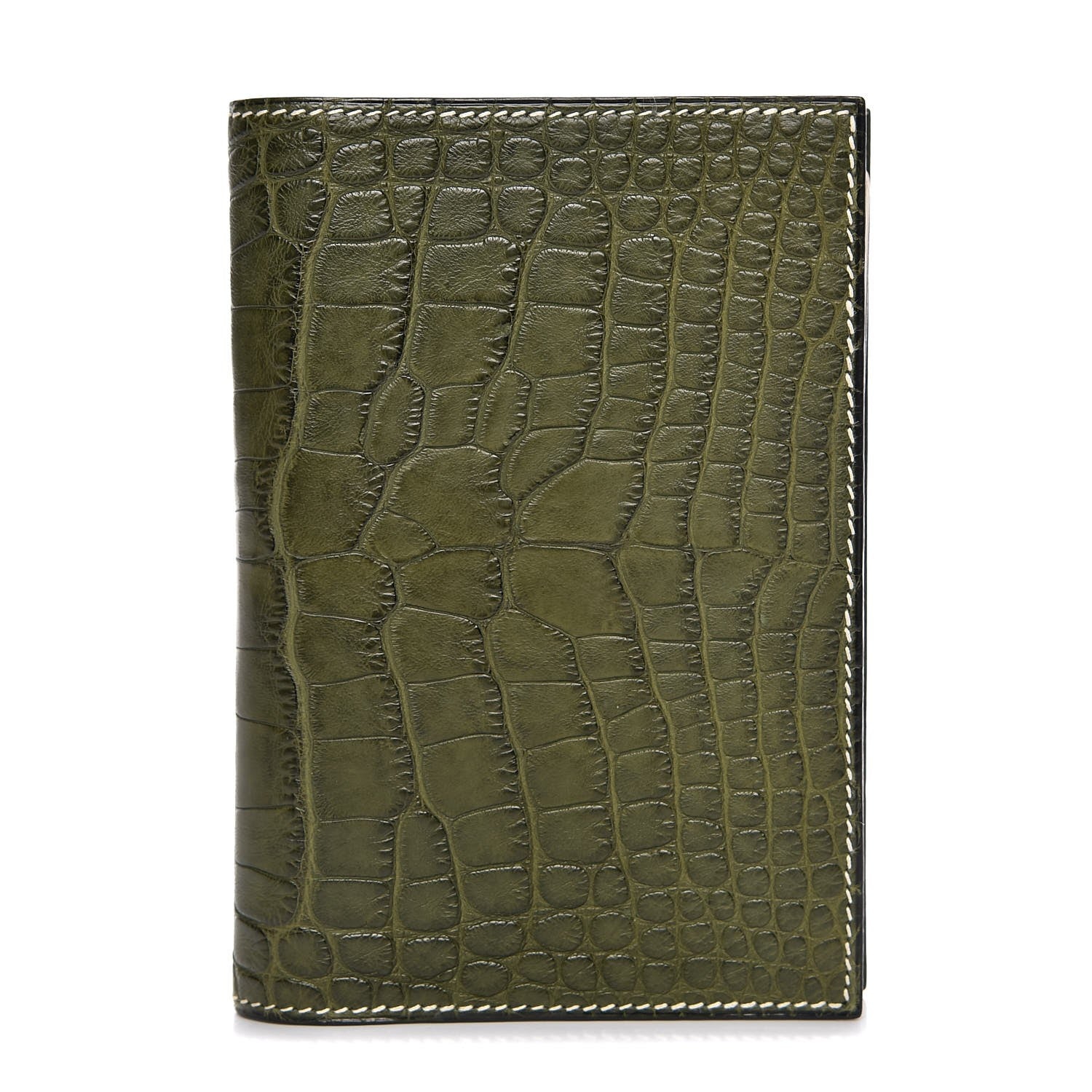 Hermes Matte Alligator Globe Trotter Agenda Cover Vert Olive 1 of 8