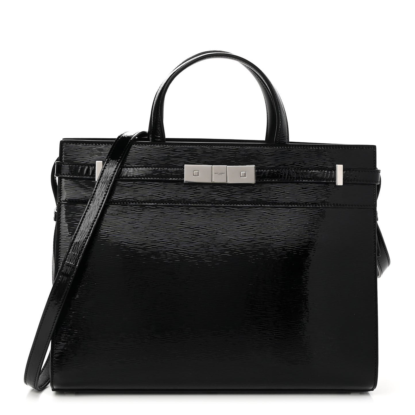 Patent Small Manhattan Shopper Tote Black
