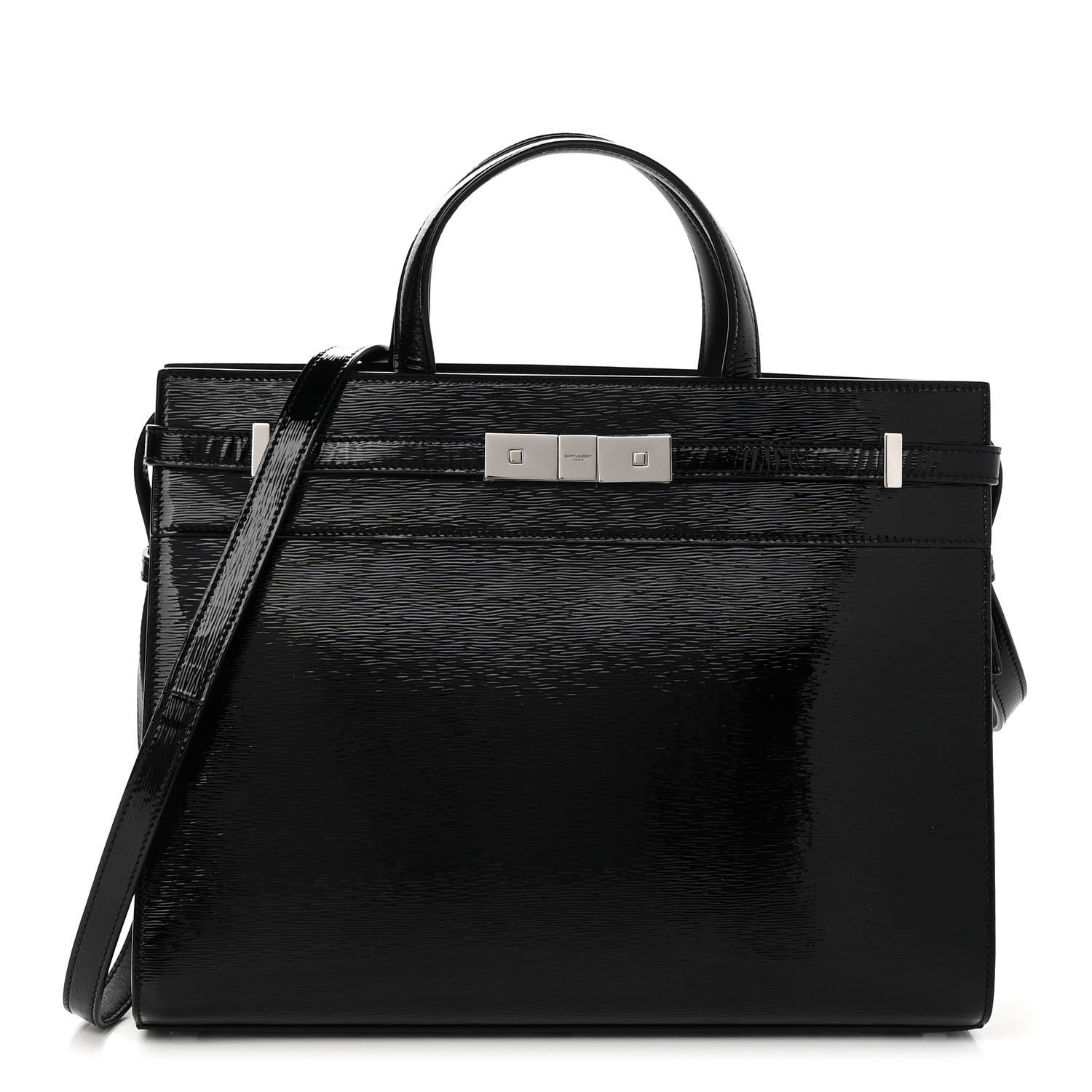 Saint Laurent Patent Small Manhattan Shopper Tote Black 1 of 9