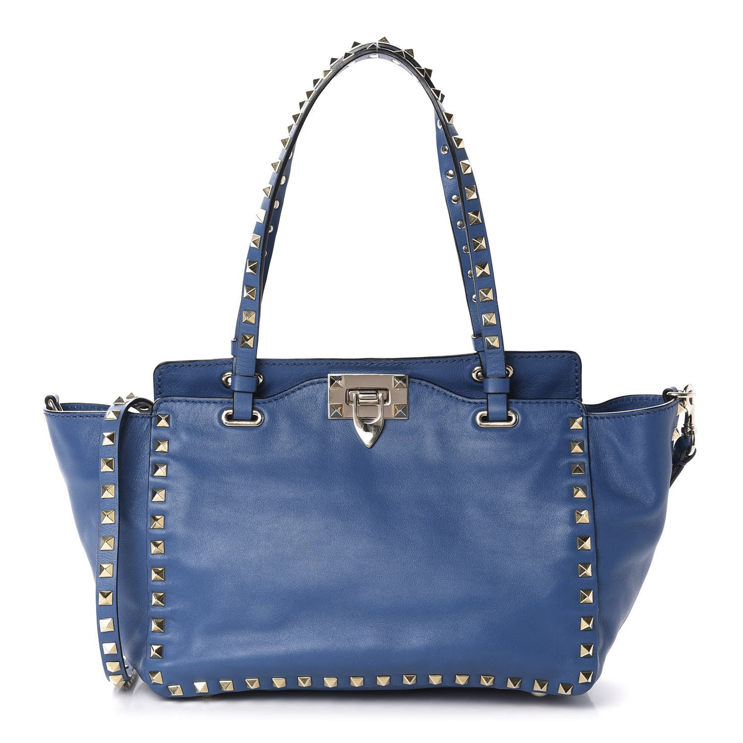 Vitello Small Rockstud Tote Blue Delft