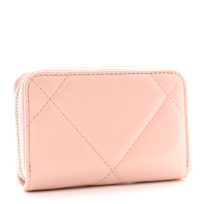 Chanel Lambskin Quilted 19 Zip Around Coin Purse Wallet Light Pink 3 of 8