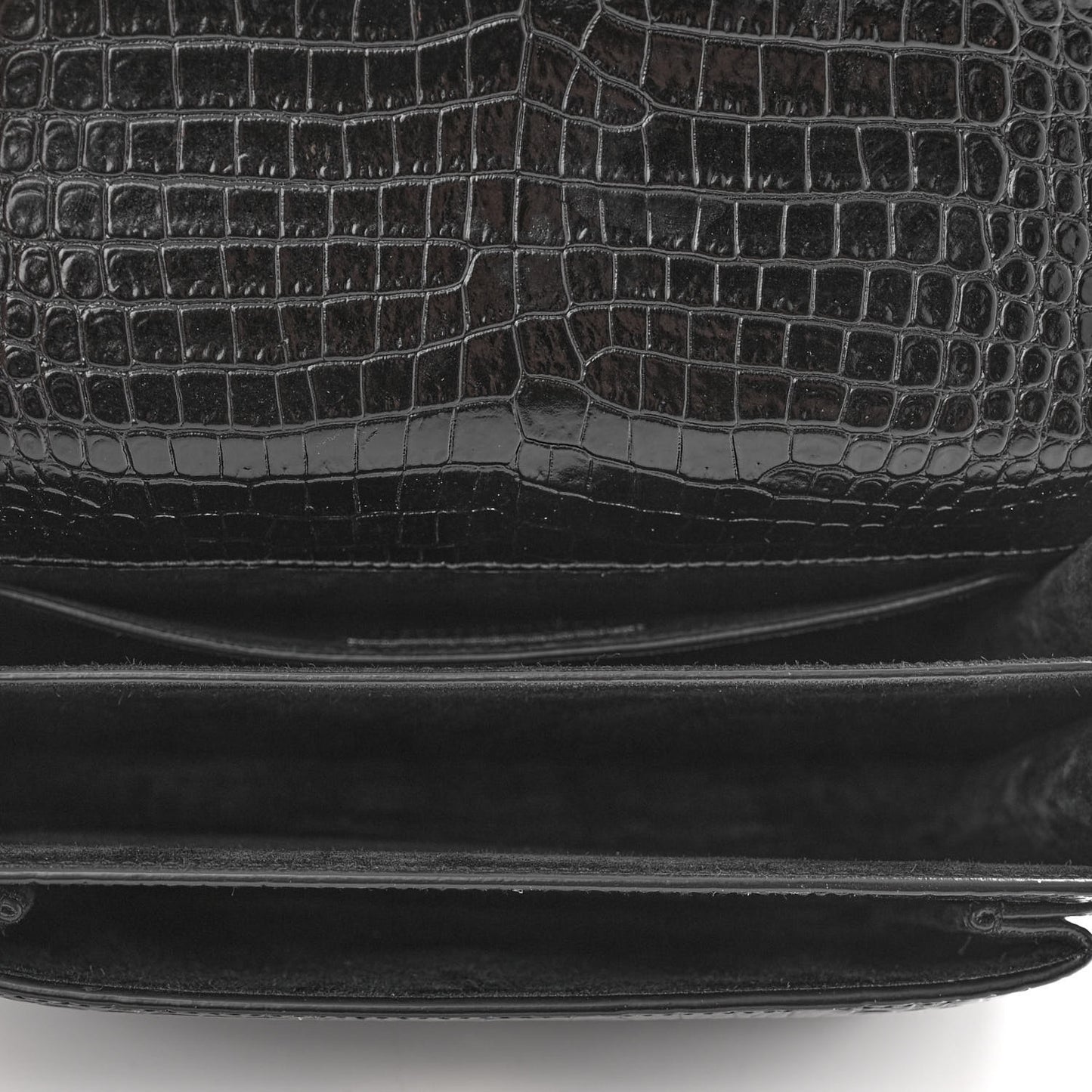 Calfskin Crocodile Embossed Medium Monogram Sunset Black