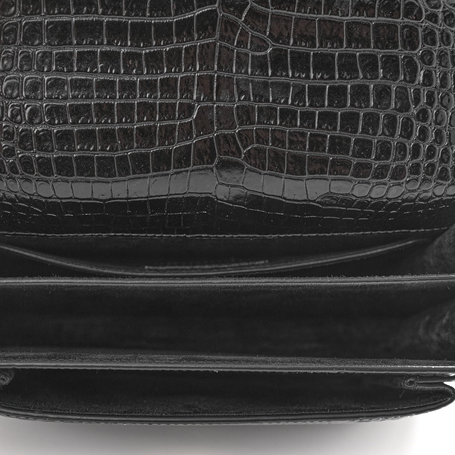 Saint Laurent Calfskin Crocodile Embossed Medium Monogram Sunset Black 5 of 11