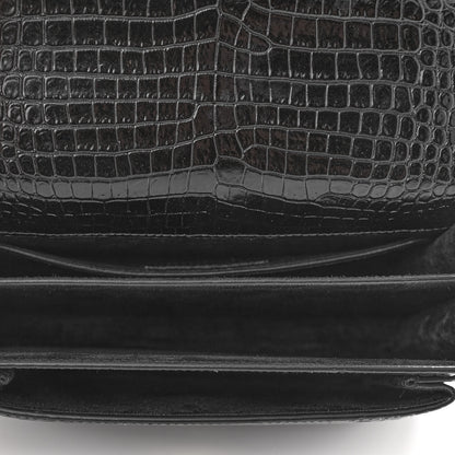 Saint Laurent Calfskin Crocodile Embossed Medium Monogram Sunset Black 5 of 11