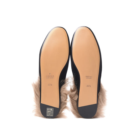 Gucci Velvet Fur Womens Princetown Slippers 37.5 Black 5 of 8