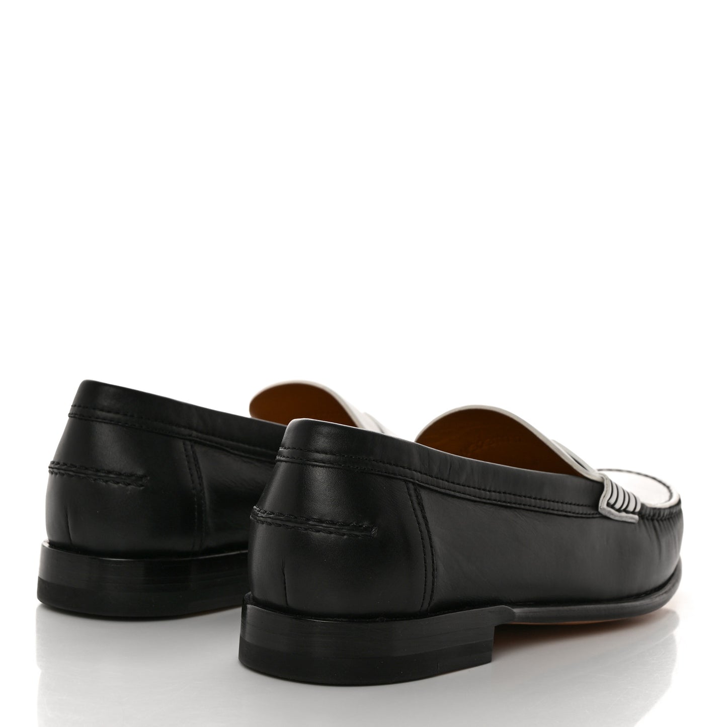 Calfskin Womens Kennedy Loafers 36 Black White