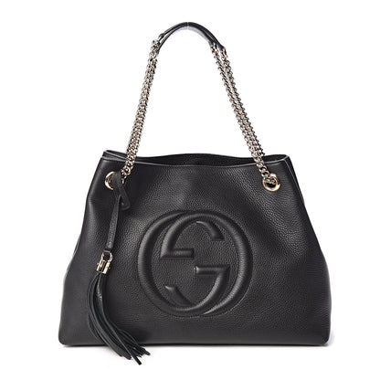 Gucci Pebbled Calfskin Medium Soho Chain Shoulder Bag Black 1 of 9