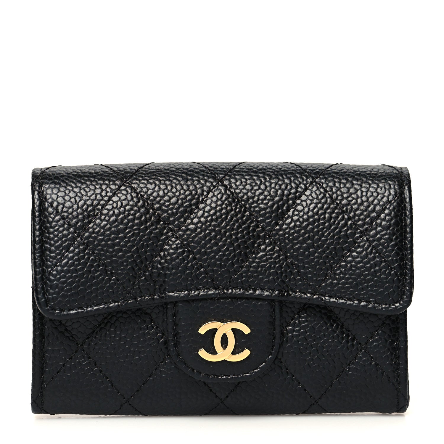 Chanel Caviar Quilted Flap Card Holder Wallet Black 1 of 12