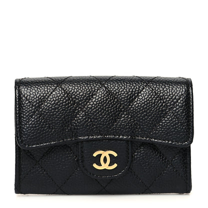 Chanel Caviar Quilted Flap Card Holder Wallet Black 1 of 12