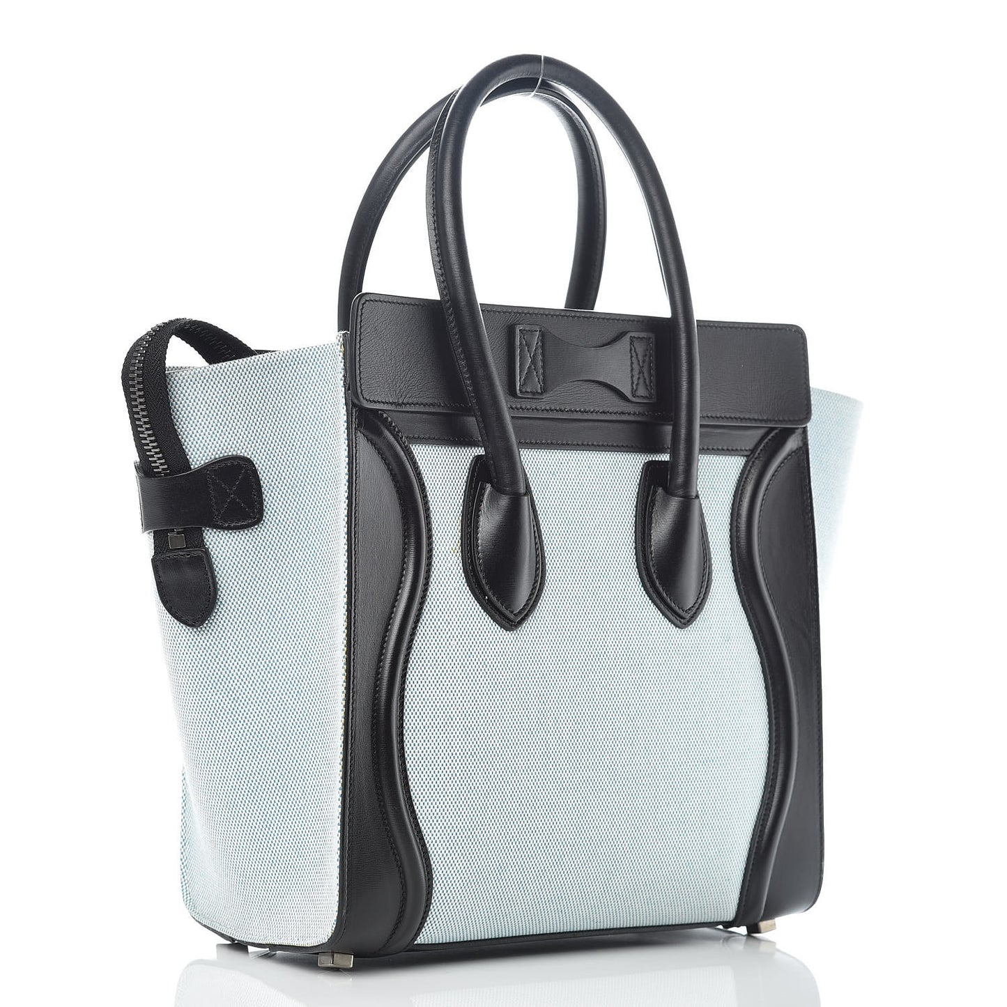 Textile Smooth Calfskin Micro Bi-Color Luggage Blue