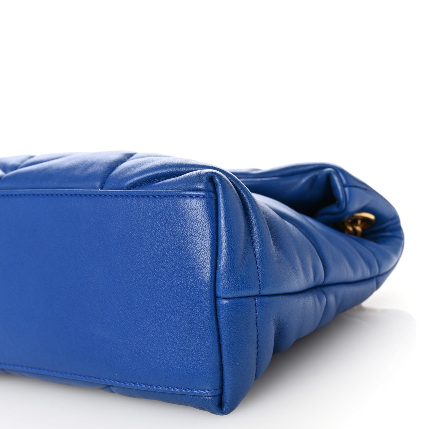 Lambskin Quilted Small Loulou Puffer Monogram Chain Satchel Majorele Blue