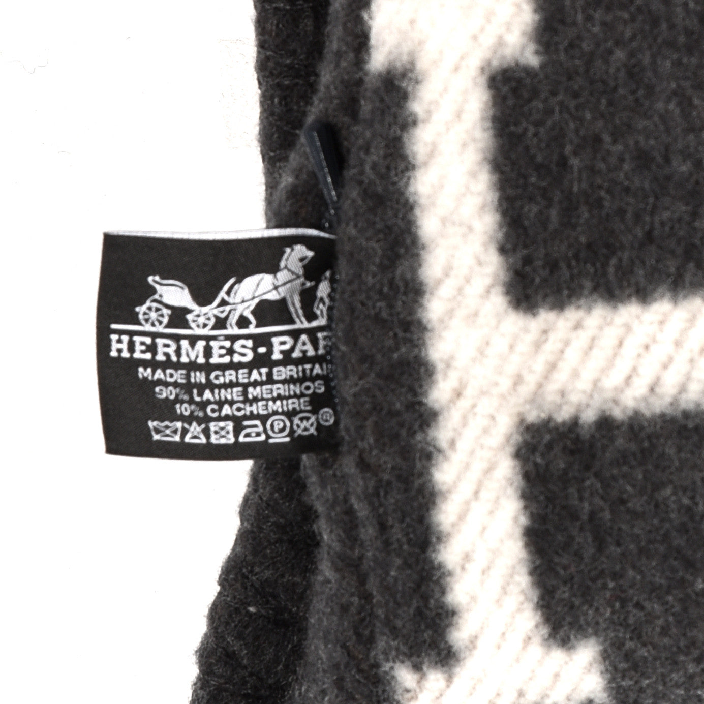 Hermes Wool Cashmere Avalon Pillow PM Ecru Gris Fonce 3 of 3