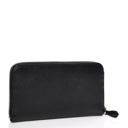 Prada Saffiano Zip Around Wallet Nero Black 3 of 9